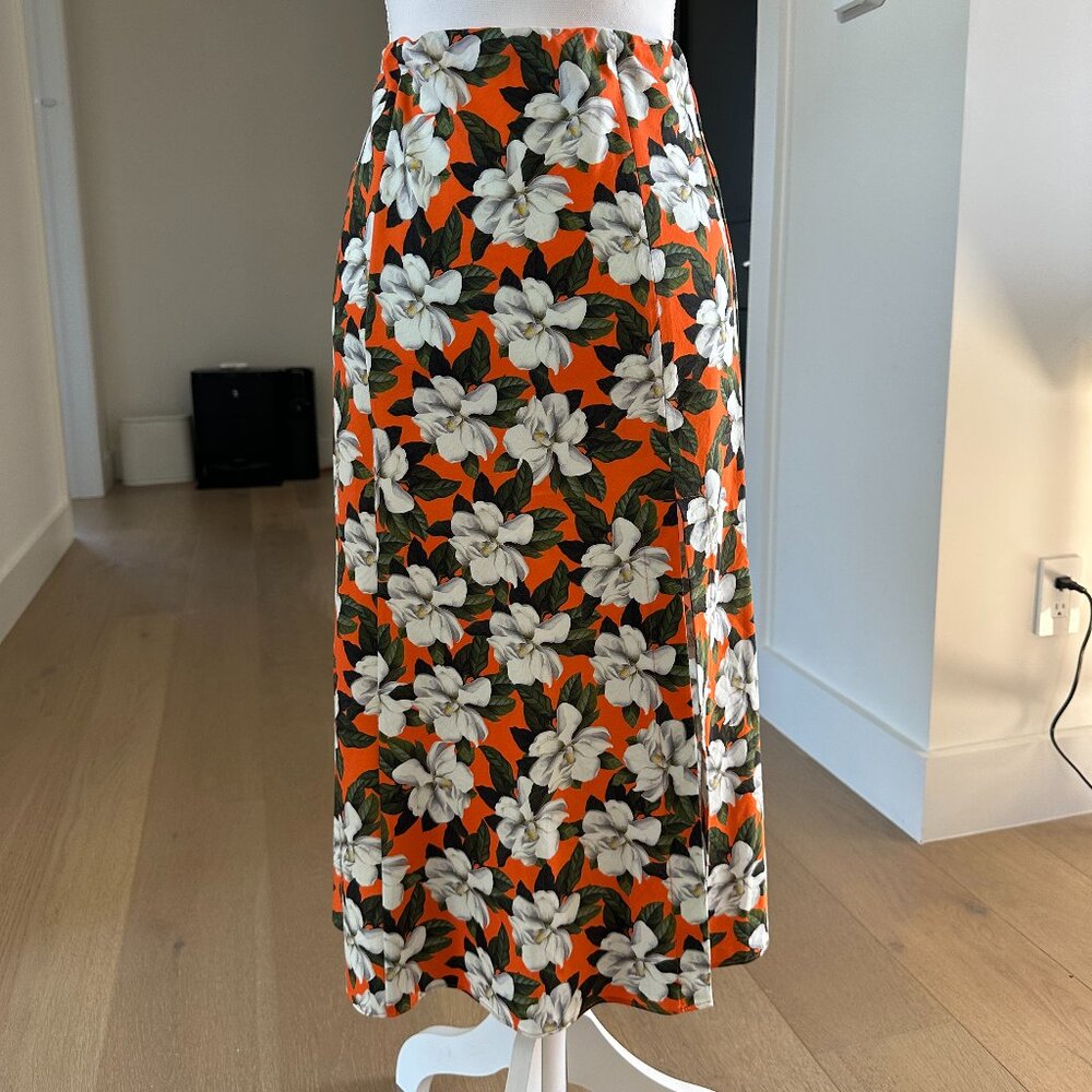alice & olivia midi skirt floral with slit